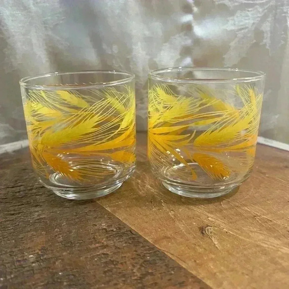 Vintage Set of  2 Libbey Golden Wheat Drinking Glasses - Picture 3 of 5